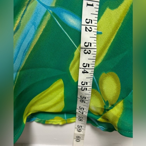 VTG Y2K Gabrielle Mxi Dress Women M Floral Green Sheer Silk Blend Boho Cottage - Picture 14 of 16